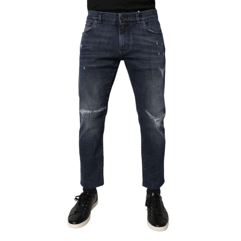Dolce & Gabbana Blue Cotton Stretch Skinny Men Denim Men's Jeans